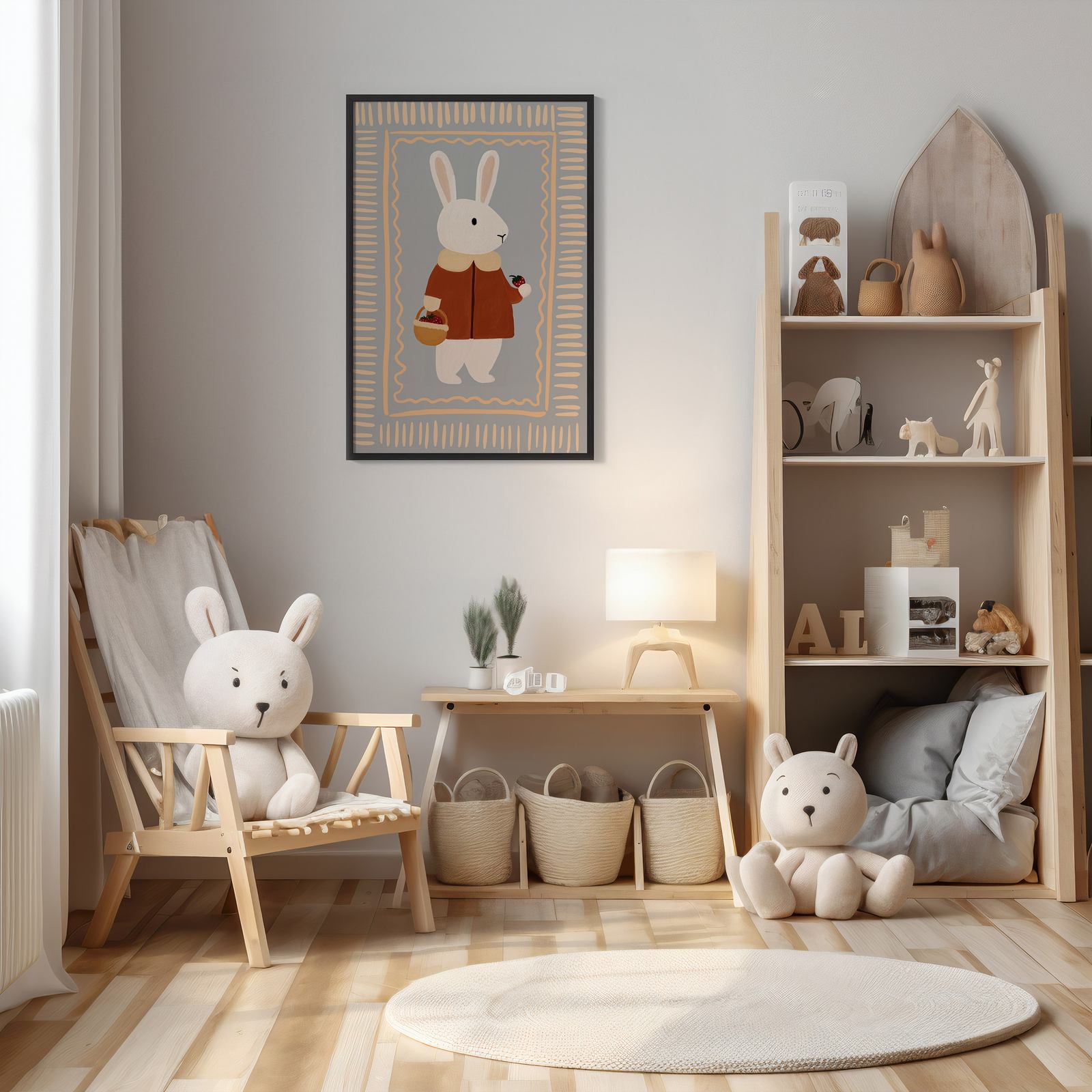 Póster - Conejo en abrigo rojo