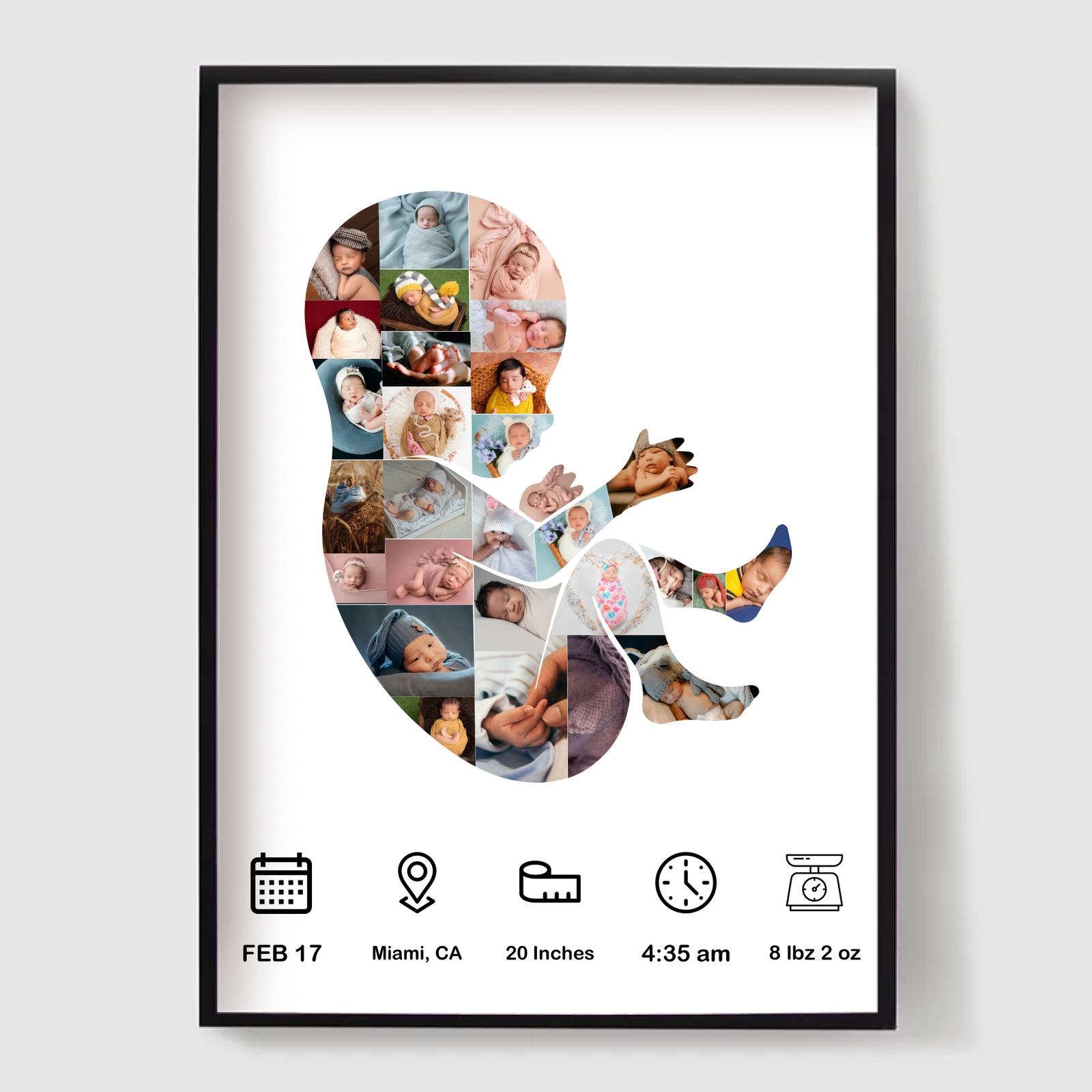 Póster Personalizado - Póster de Collage de Fotos de Nacimiento