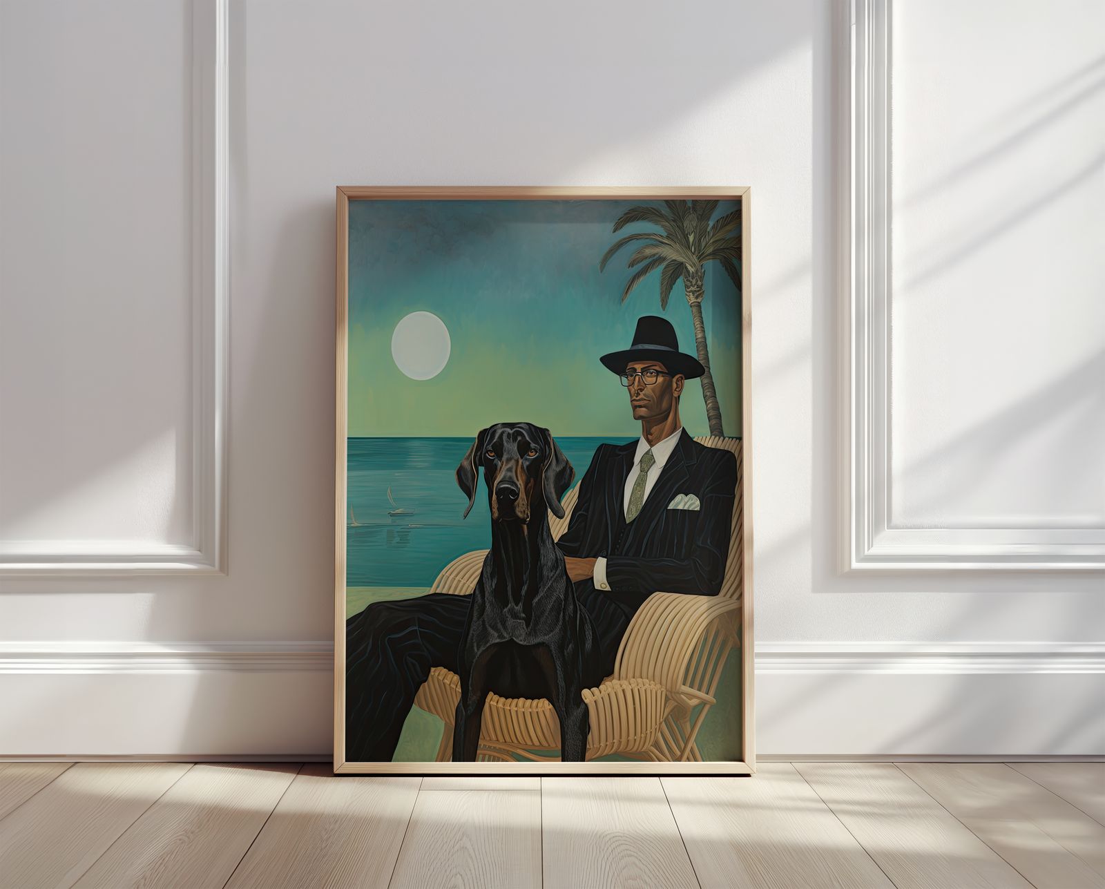 Póster - Hombre y Perro junto al Mar