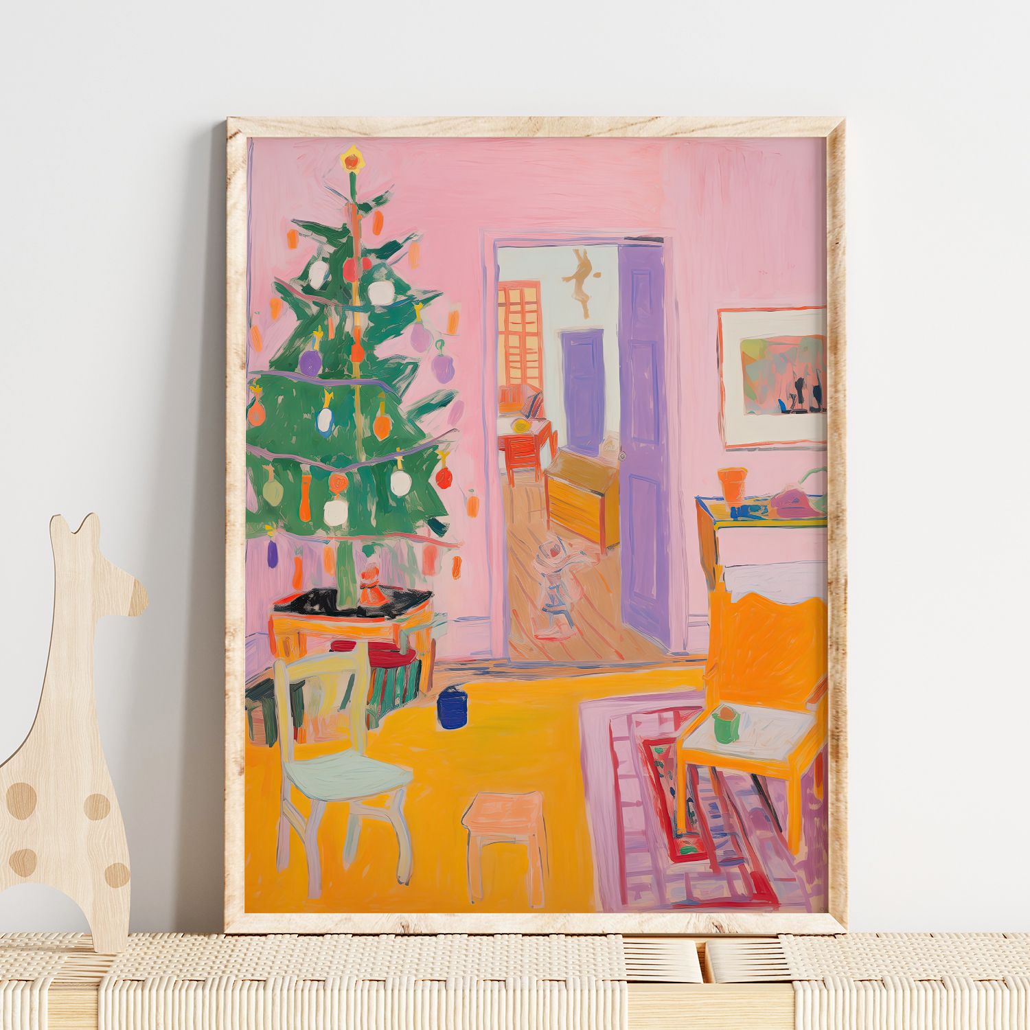 Póster - Escena de Habitación Navideña