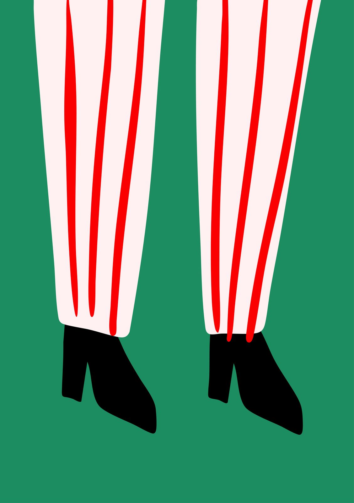 Póster - Rayas rojas sobre fondo verde