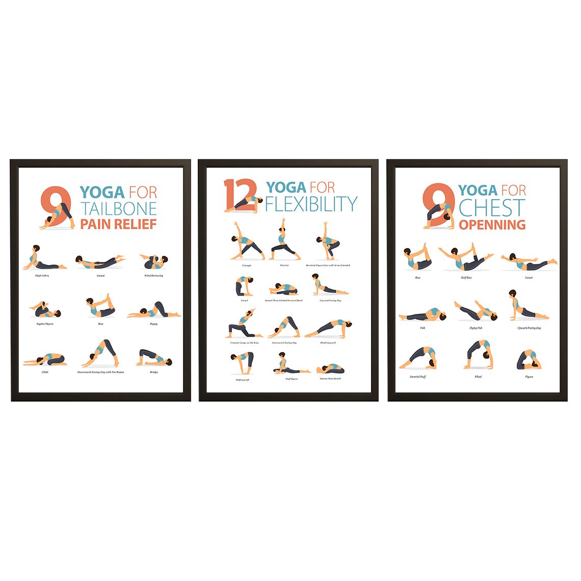 Póster - Conjunto de Posturas de Yoga / Set de 3