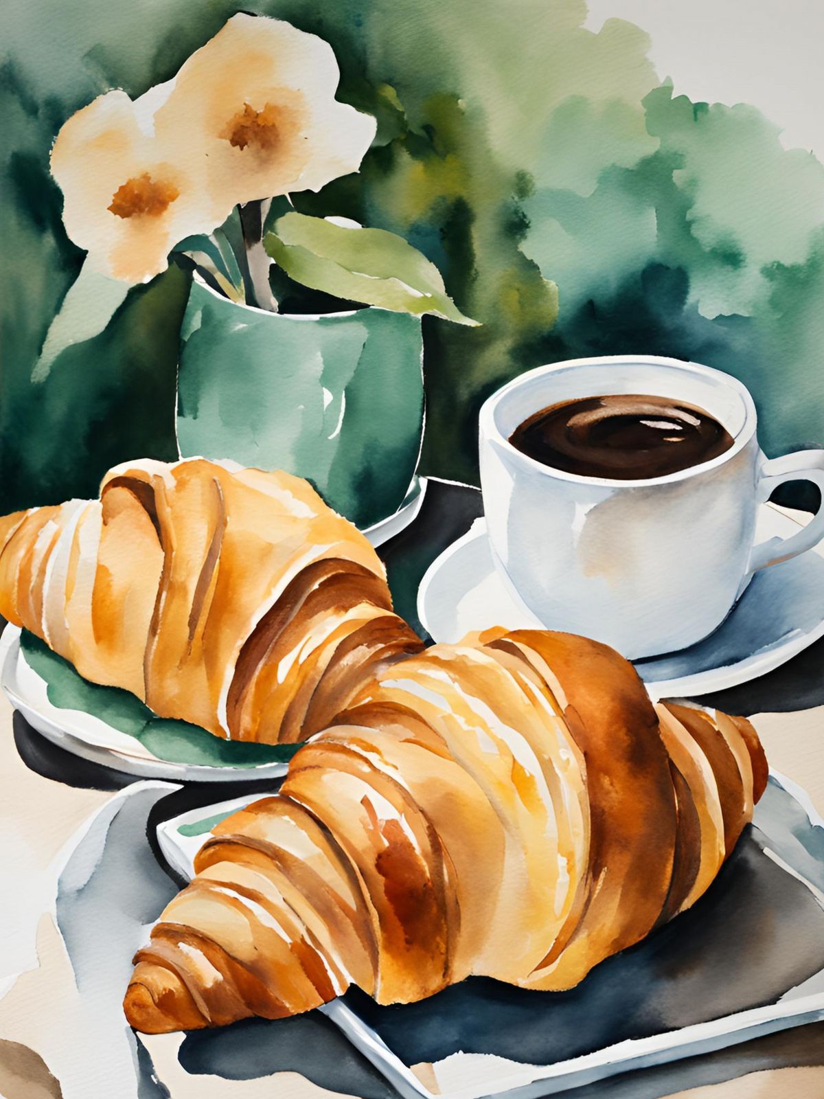 Póster - Café y Croissant
