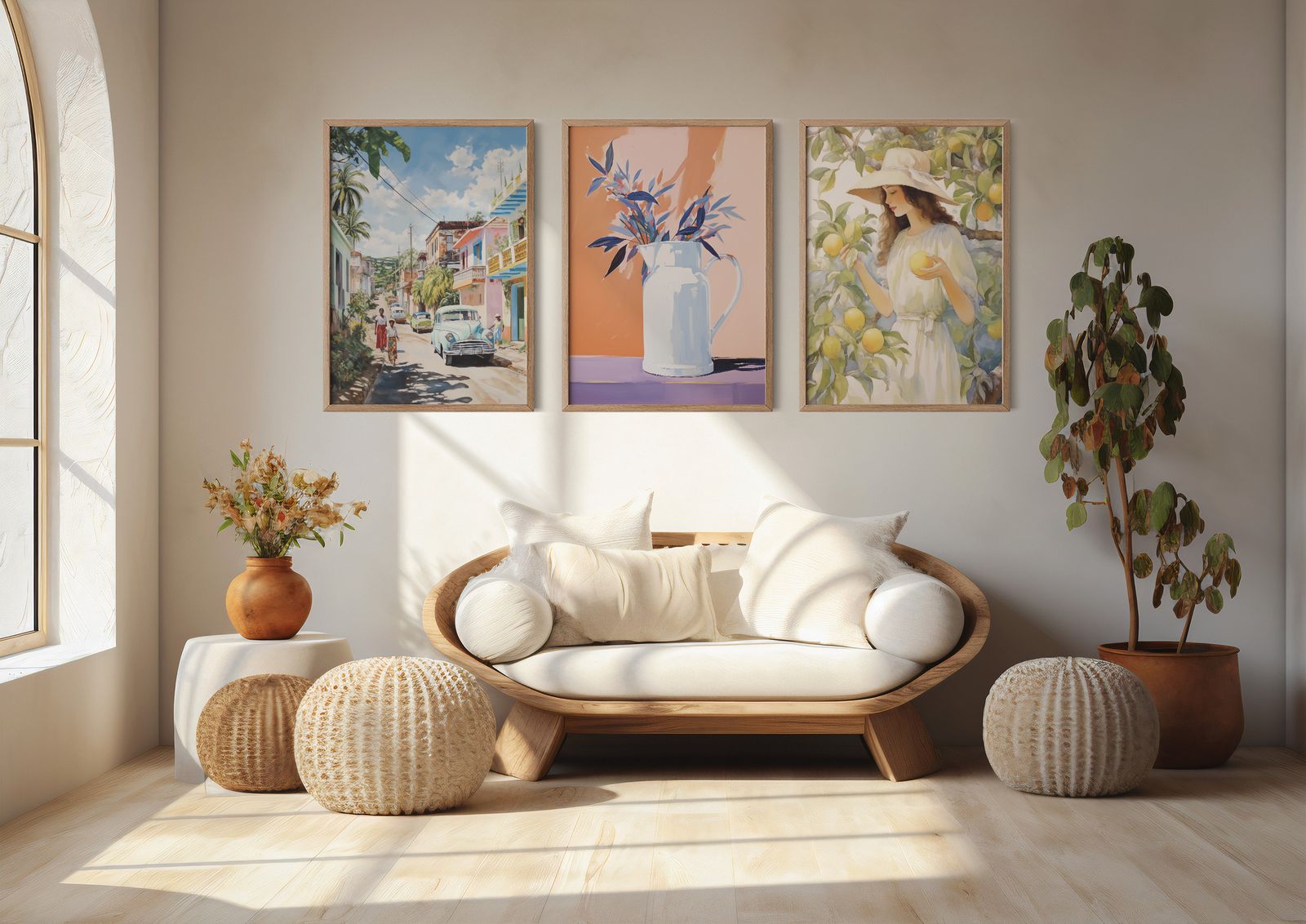 Póster - Calle Vintage y Naturaleza Conjunto de 3