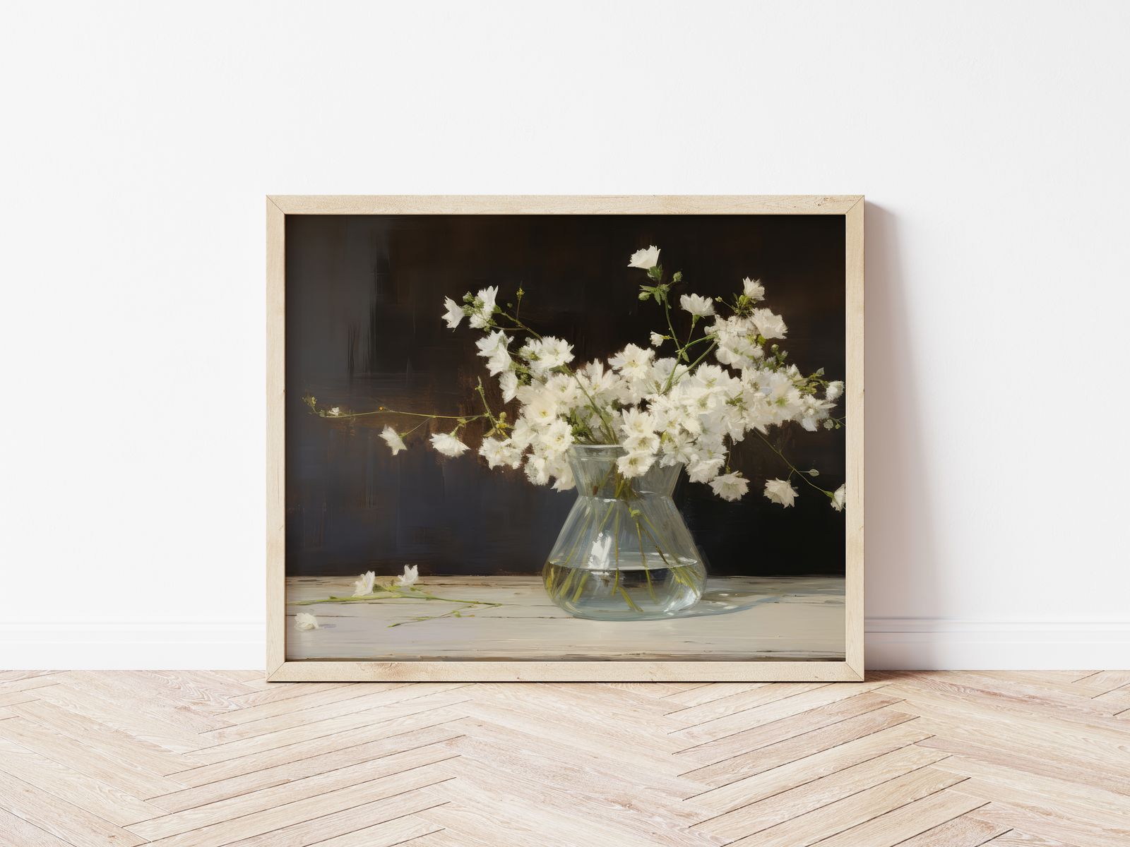 Póster - Flores Blancas en Jarrón