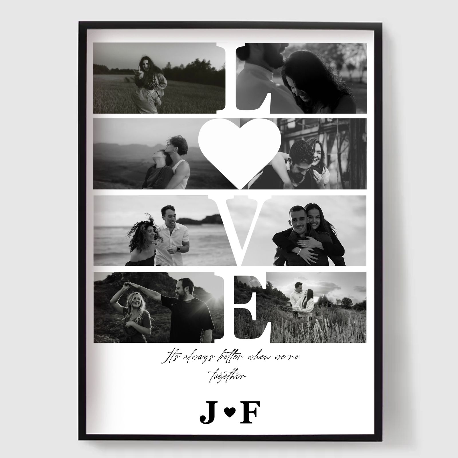 Póster Personalizado - Collage de Fotos de AMOR en Blanco y Negro