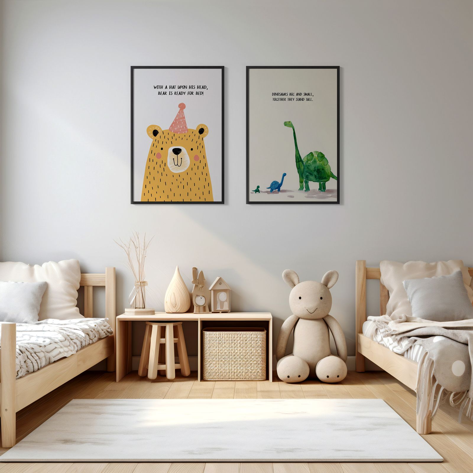 Póster - Oso y Dinosaurio / Juego de 2