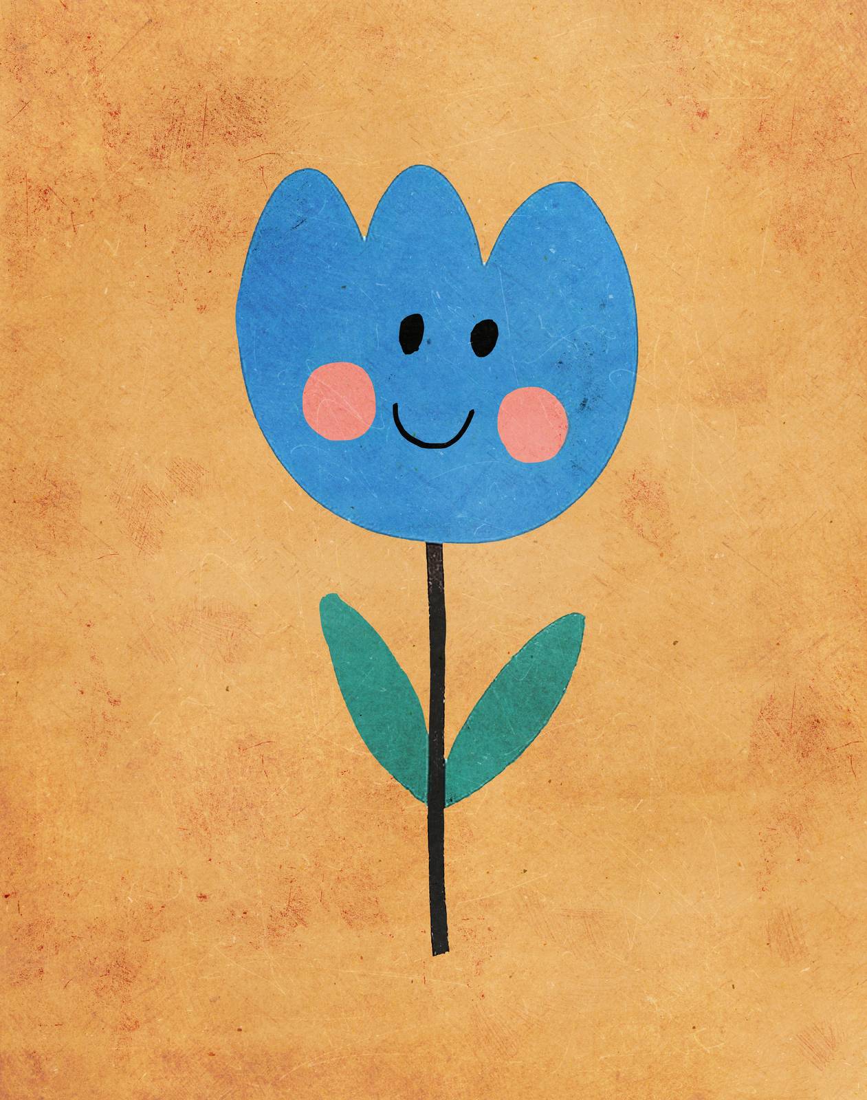 Póster - Flor Azul Sonriente