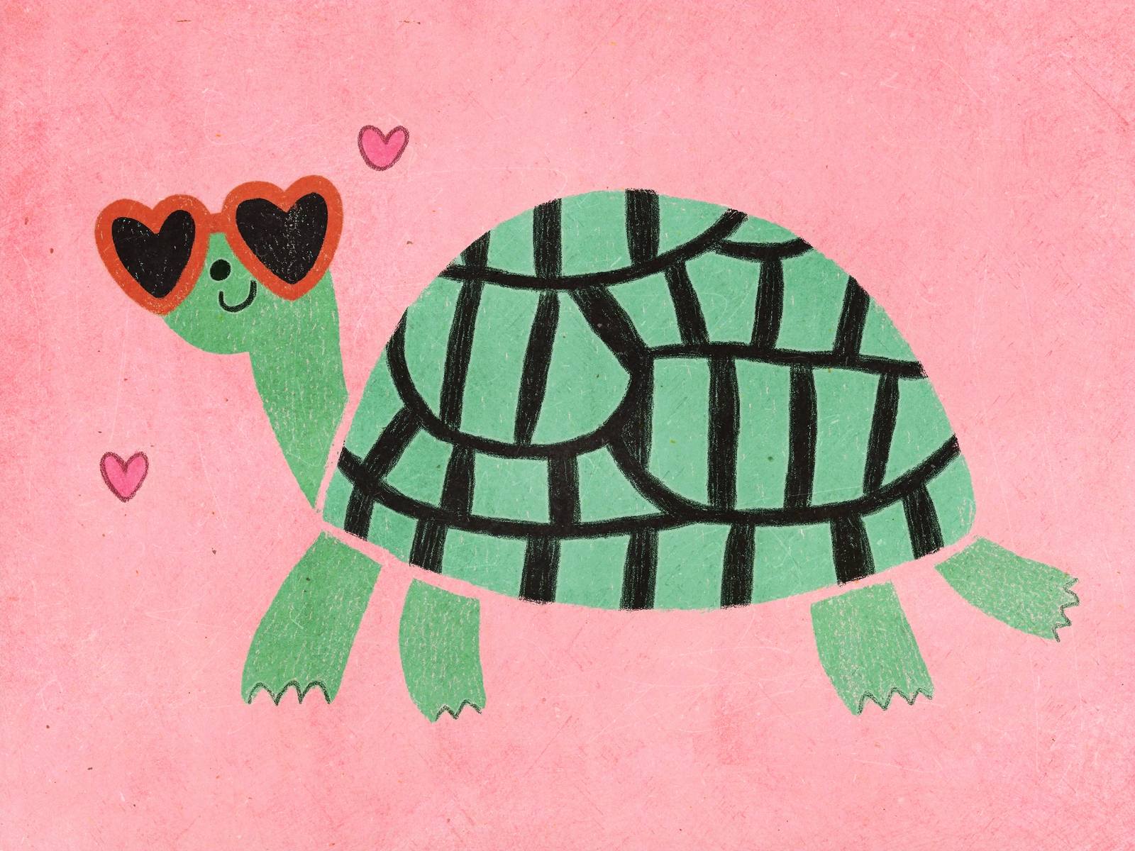 Póster - Tortuga con Gafas de Corazón