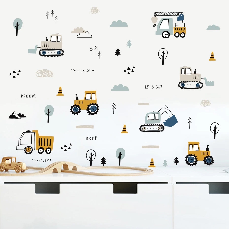 Vinilo decorativo - Vehículos de construcción de dibujos animados