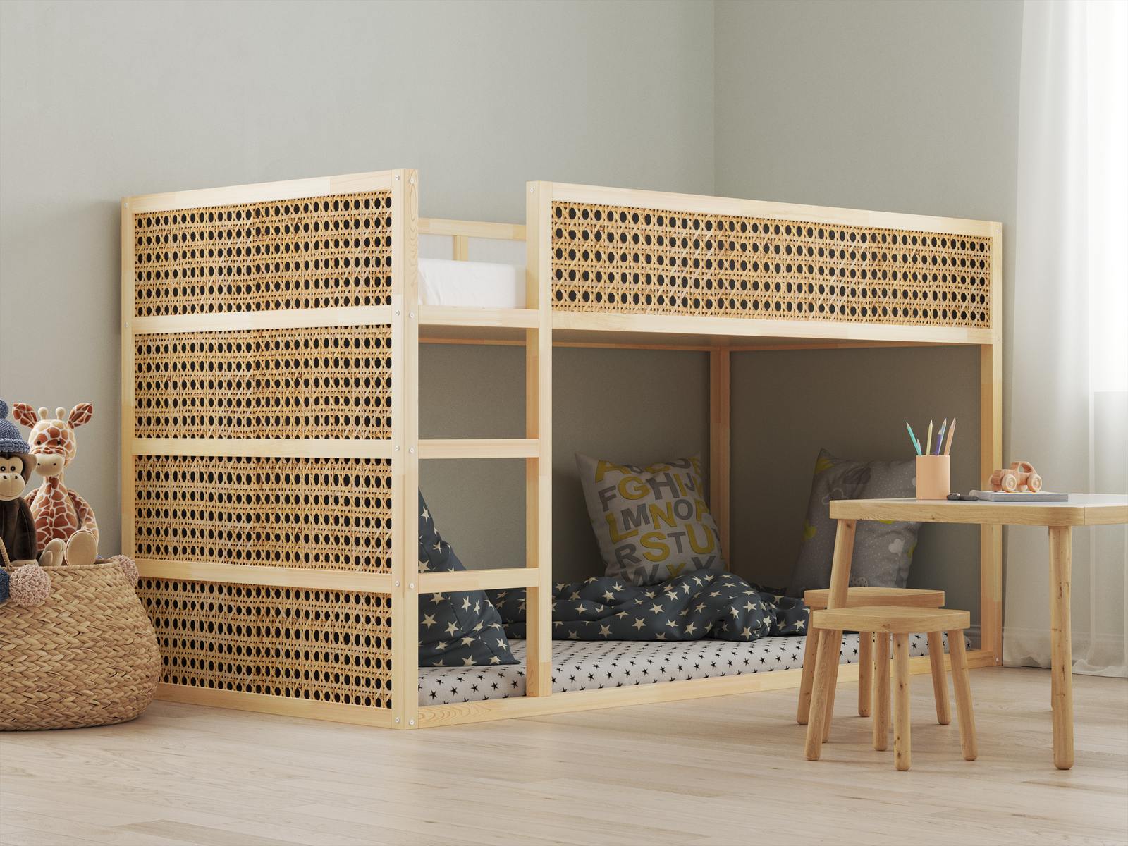 Pegatinas Autoadhesivas – para cama Ikea KURA / - Pegatina - Patrón de Ratán