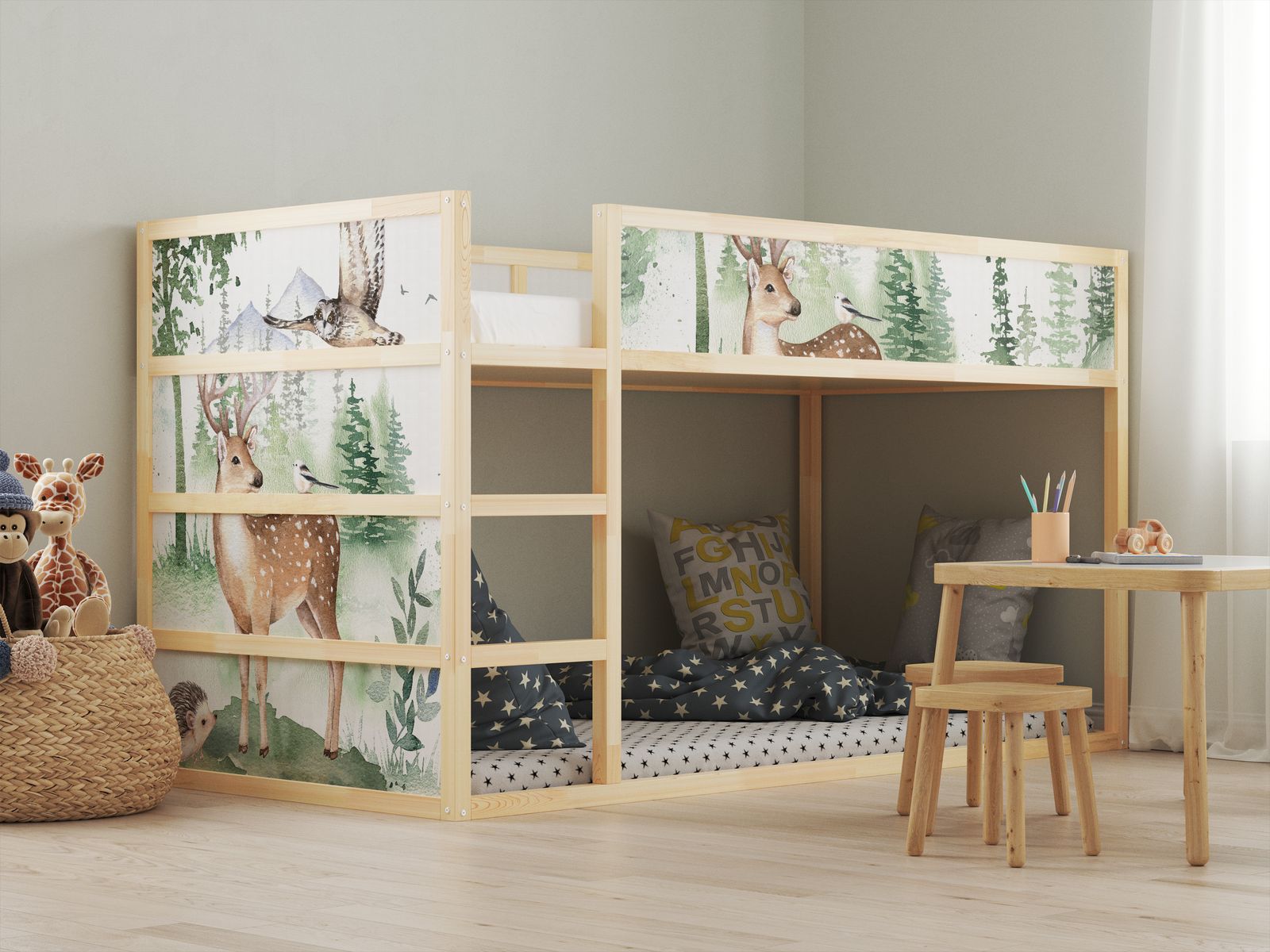 Pegatinas Autoadhesivas – para cama Ikea KURA / - Pegatina - Animal del bosque