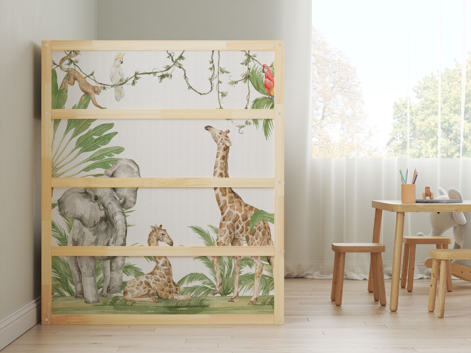 Pegatinas autoadhesivas para cama Ikea KURA / - Pegatina - Animales de la jungla