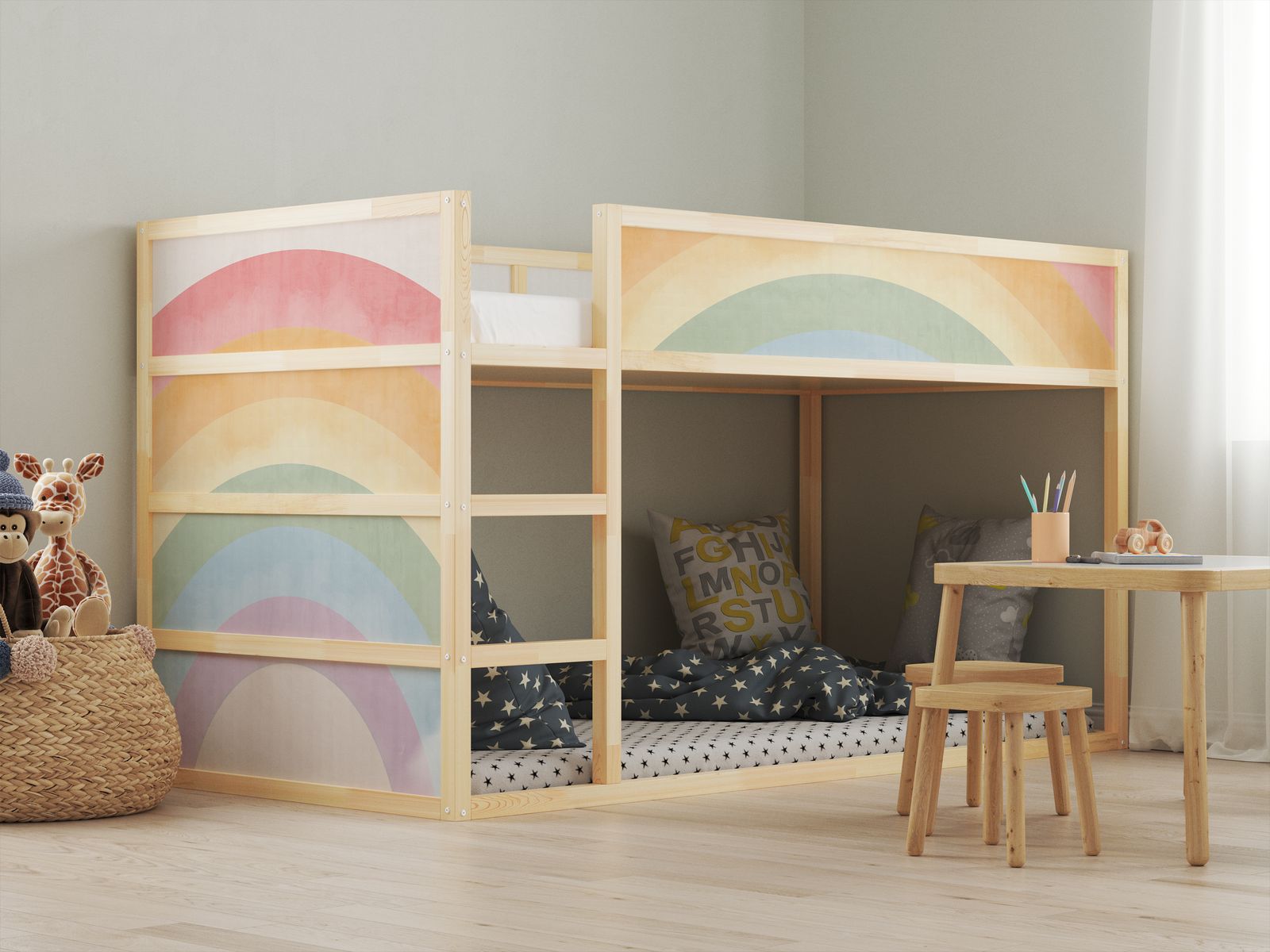 Pegatinas Autoadhesivas – para cama Ikea KURA / - Pegatina - Diseño de Arcoíris
