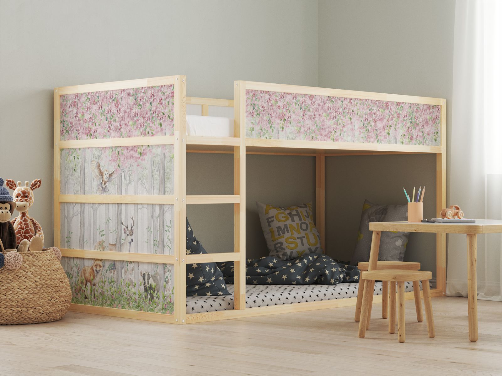 Pegatinas Autoadhesivas – para cama Ikea KURA / - Pegatina - Diseño de Bosque