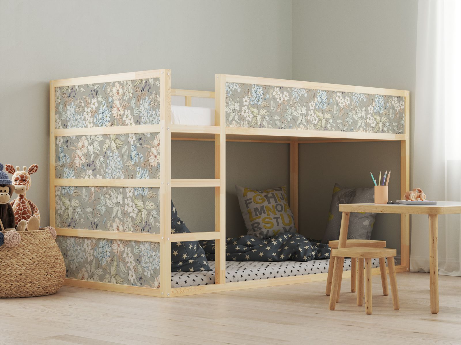 Pegatinas Autoadhesivas – para cama Ikea KURA / - Sticker - Diseño Floral
