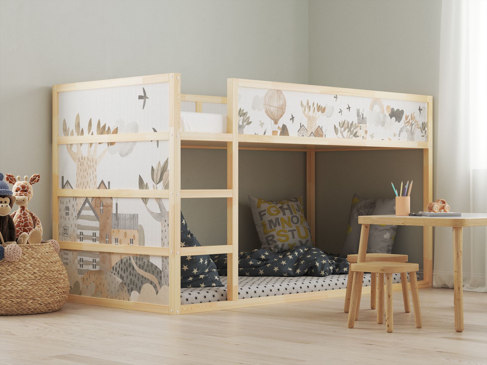 Pegatinas autoadhesivas – para cama Ikea KURA / - Pegatina - Tema naturaleza