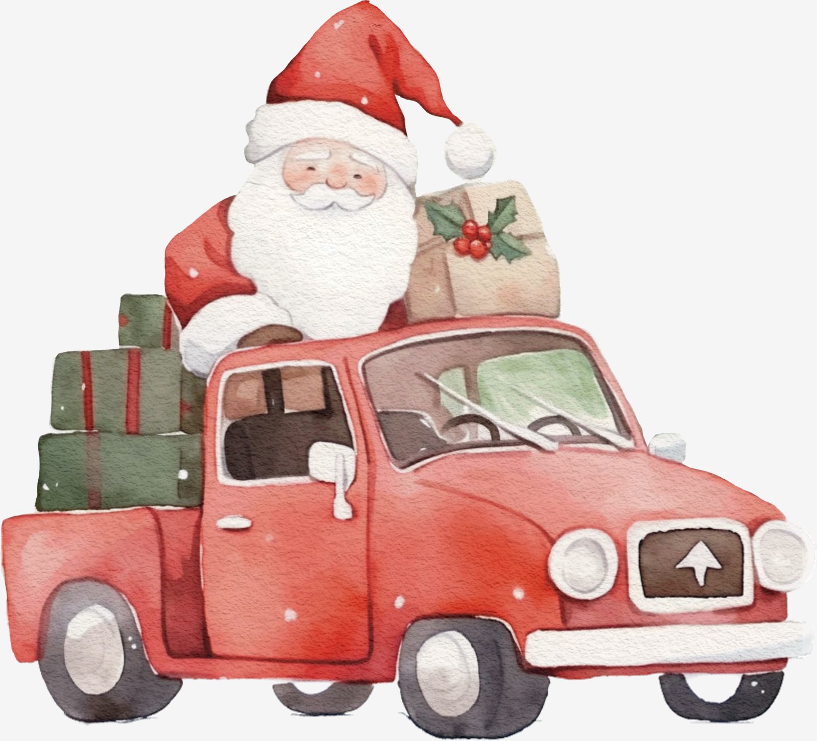 Papa Noel en Camión Rojo Pegatina