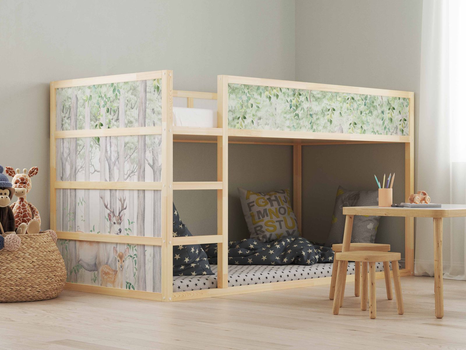 Pegatinas autoadhesivas – para cama Ikea KURA / - Pegatina - Diseño de Ciervo del Bosque