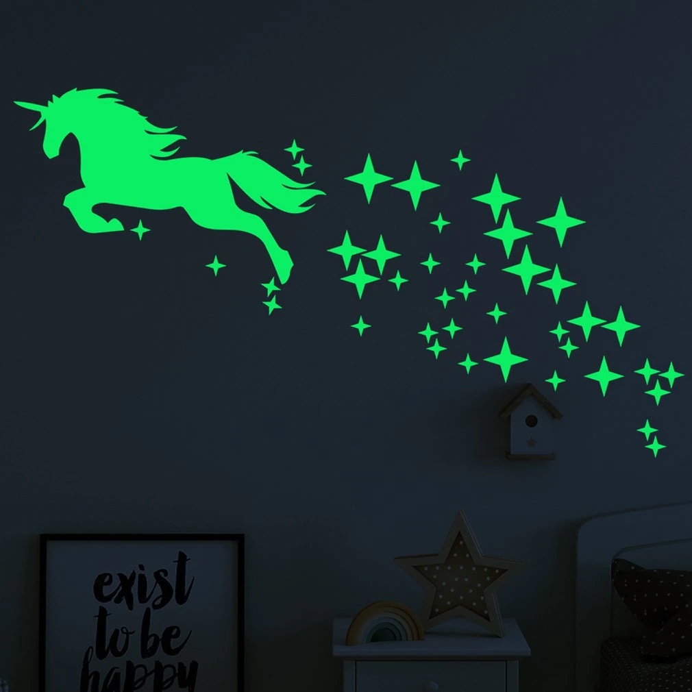 Pegatinas de pared - Unicornio / Resplandor en la oscuridad