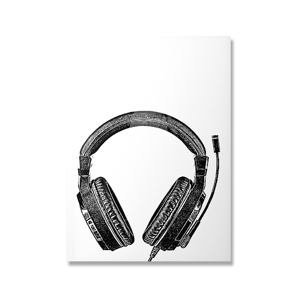 Póster - Auriculares / Blanco y negro